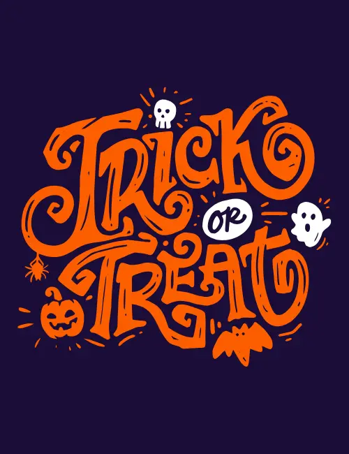trick-or-treat typography Halloween ecard for quick messages
