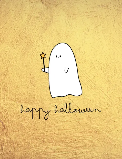 Minimal ghost illustration Halloween ecard for office use