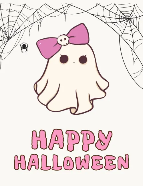Classic pumpkin and ghost Halloween ecard, clean and simple