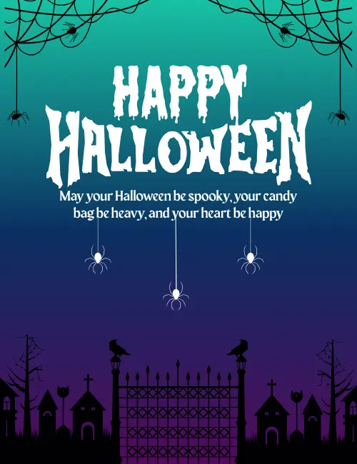 Spooky graveyard scene Halloween ecard for group wishes