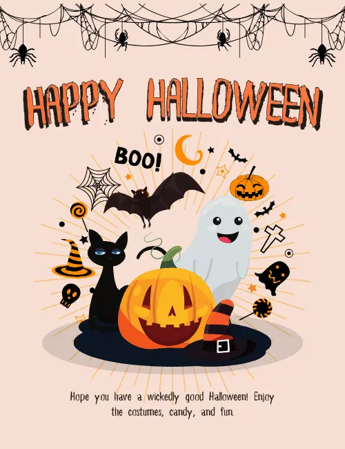 Black cat and pumpkin Halloween ecard for cat lovers