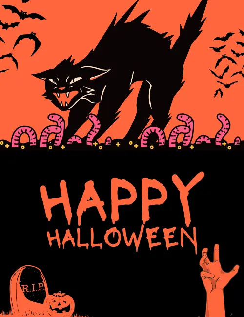 Purr-fect Halloween cat pun card for playful greetings