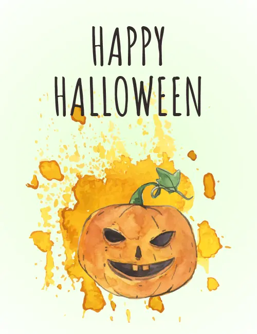 Watercolor pumpkin Halloween ecard for elegant seasonal wishes