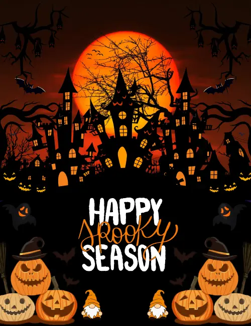 Haunted mansion illustration Halloween ecard for classy greetings