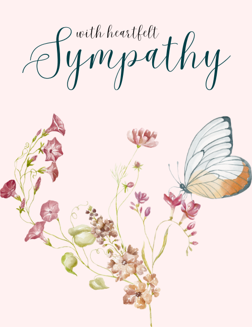 Butterfly & Floral Heartfelt Sympathy Card – Soft Pastel Theme