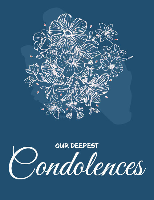 Our Deepest Condolences – Elegant Blue Floral Sympathy Card