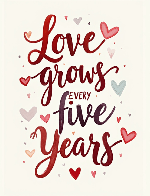 Love Grows Every Five Years – Sweet Anniversary Card