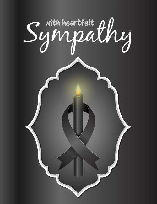 With Heartfelt Sympathy - Black Ribbon Candle Card